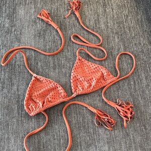 Acacia Swimwear Peach Bikini with Tassels